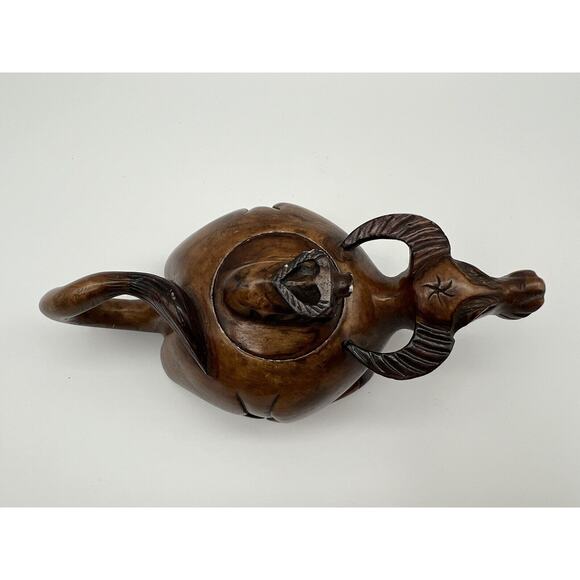 Hand Carved Chinese Brown Stained Soapstone Water Buffalo Lidded Creamer - Picture 9 of 14